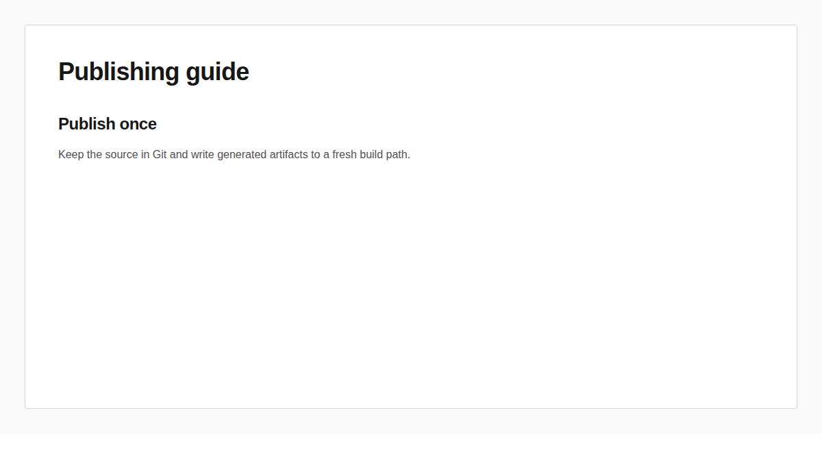 Rendered Publishing guide document produced by the example workspace